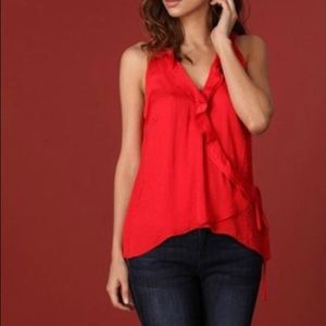 Naked Zebra Red Wrap V Neck Short Sleeves Blouse Top Shirt Size S